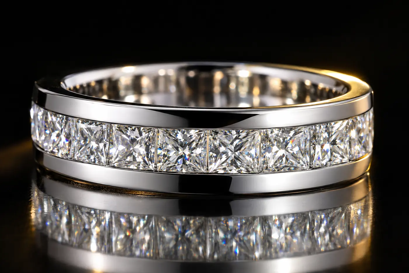 Channel-set diamond row